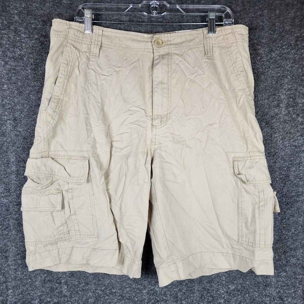 Falls Creek Cargo Shorts Mens 34 Khaki Tan Cotton Utility Multi Pocket Casual
